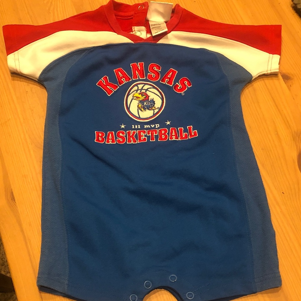 Kansas Basketball Colorblock Kids One-Piece - Blue/Red
